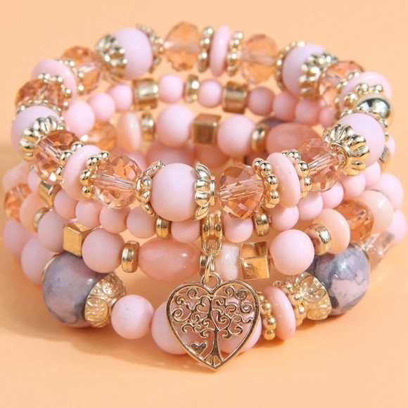 Tree of Life Heart Bead Bracelet Set - Picture 4 of 7